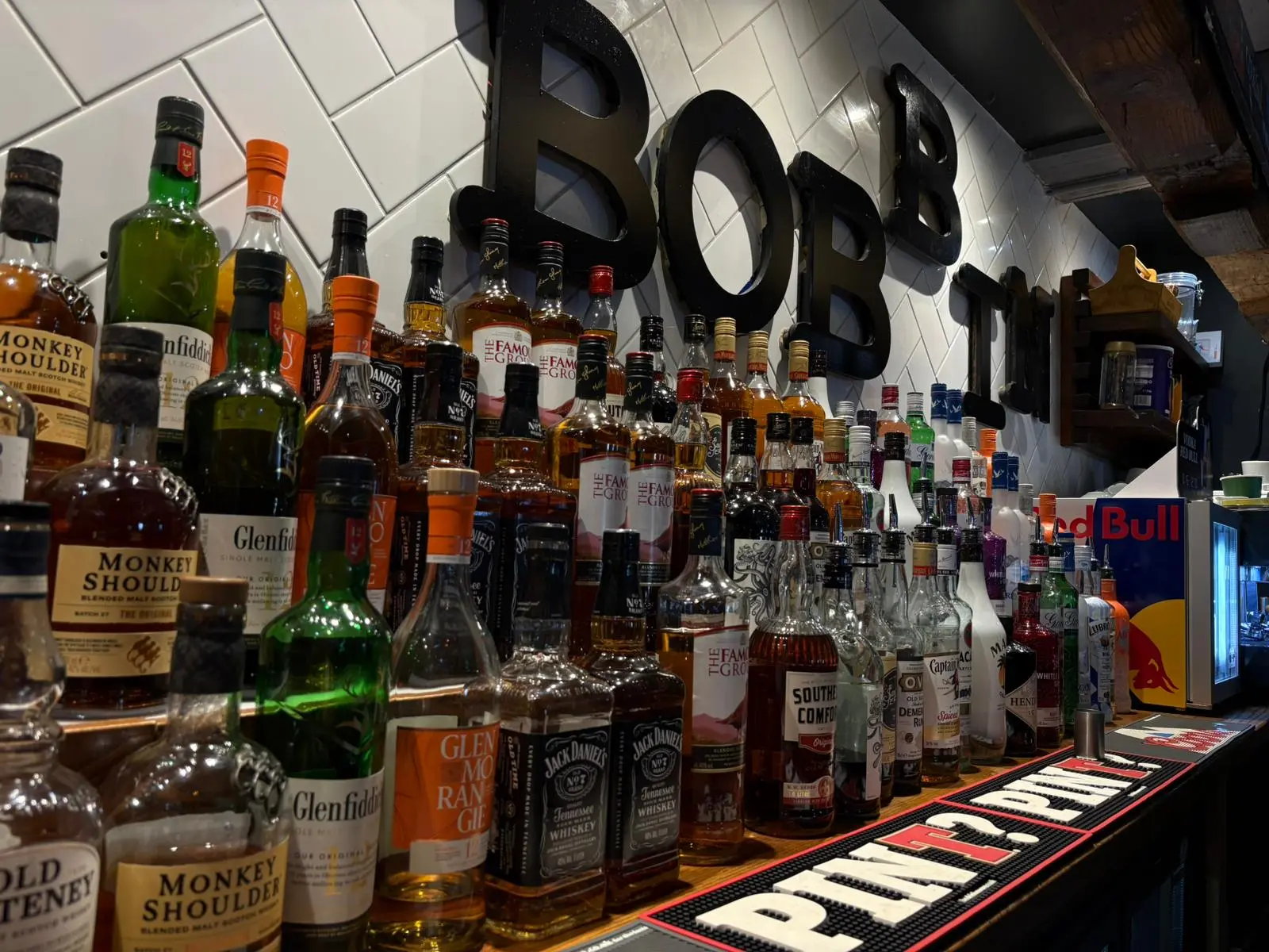 Whisky and spirits selection at The Bobbin
