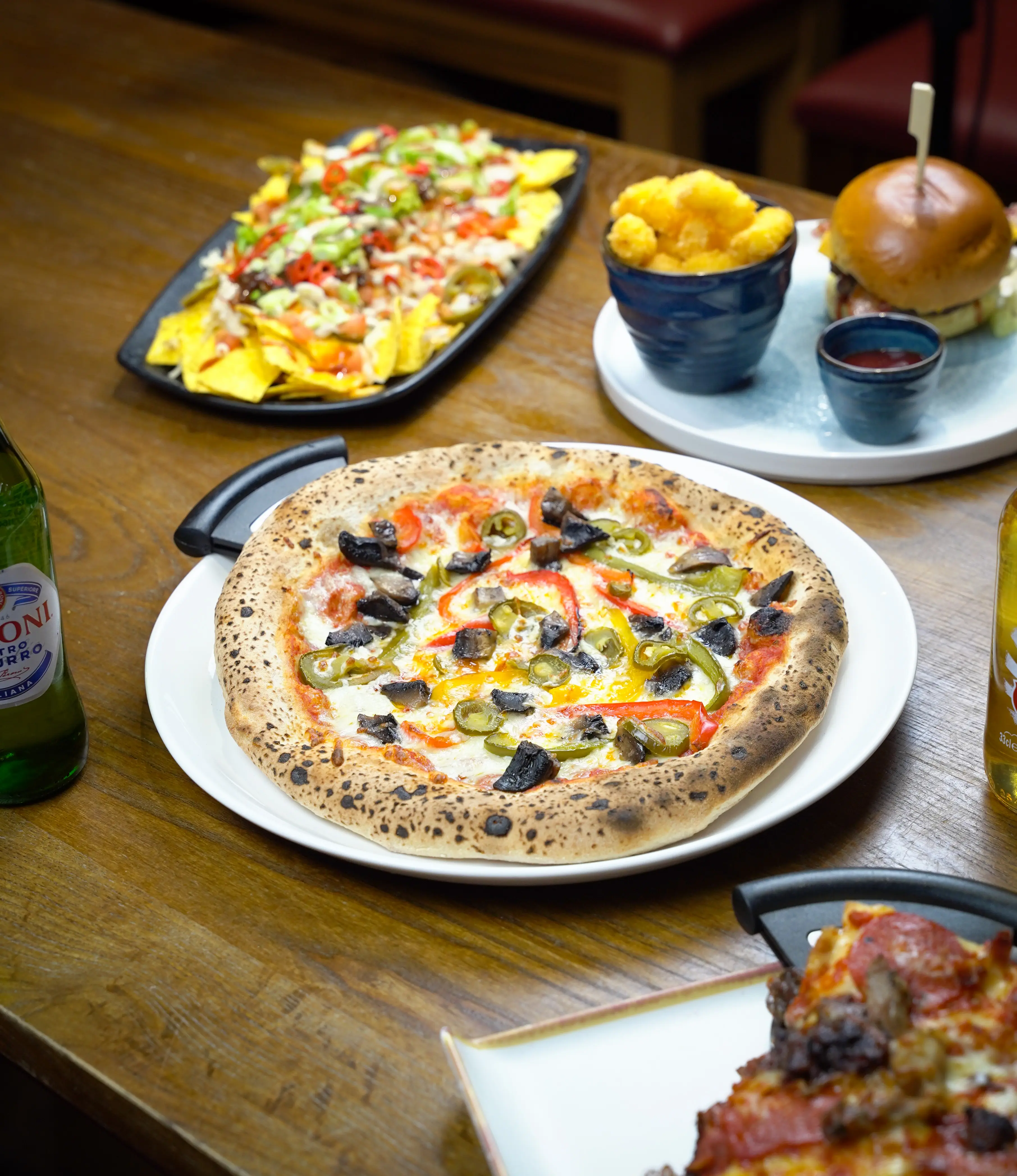 Pizza and food spread at The Bobbin